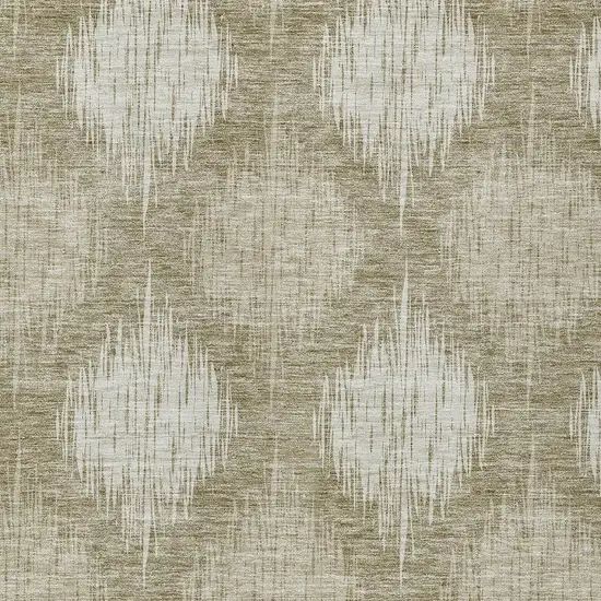 Taupe And Beige Ikat Washable Indoor Outdoor Area Rug Photo 6