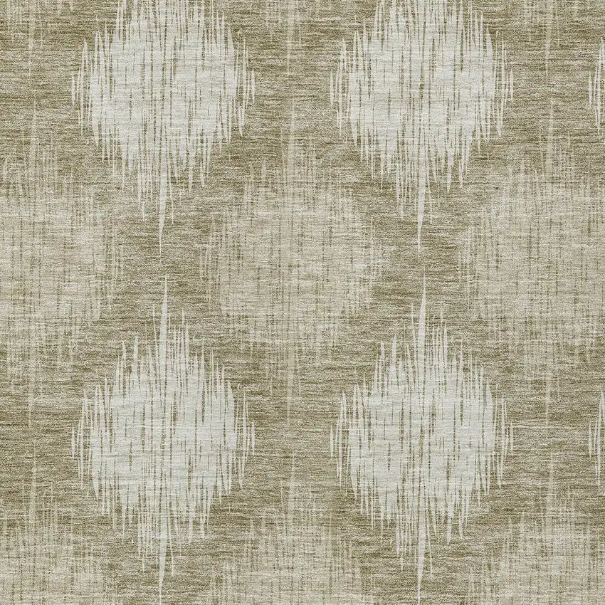 Taupe And Beige Ikat Washable Indoor Outdoor Area Rug Photo 6