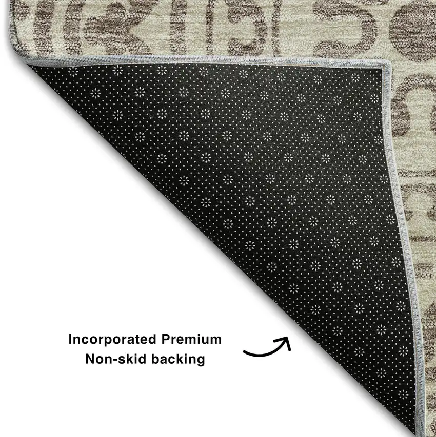 Taupe And Beige Medallion Washable Area Rug With UV Protection Photo 7