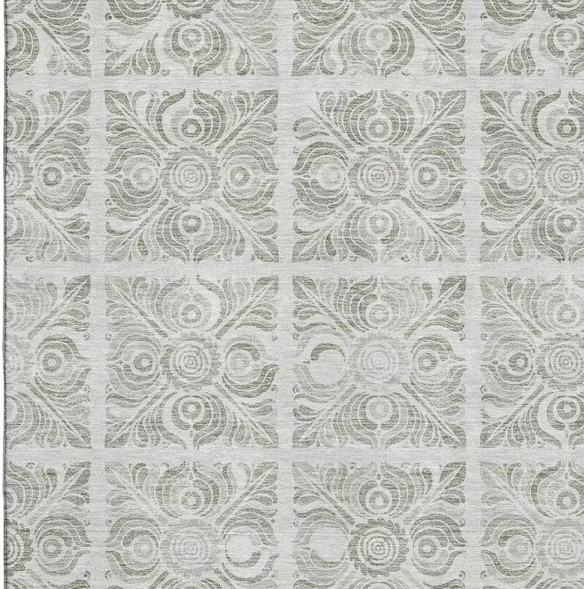 Taupe And Beige Medallion Washable Area Rug With UV Protection Photo 3