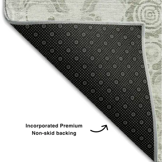 Taupe And Beige Medallion Washable Area Rug With UV Protection Photo 7