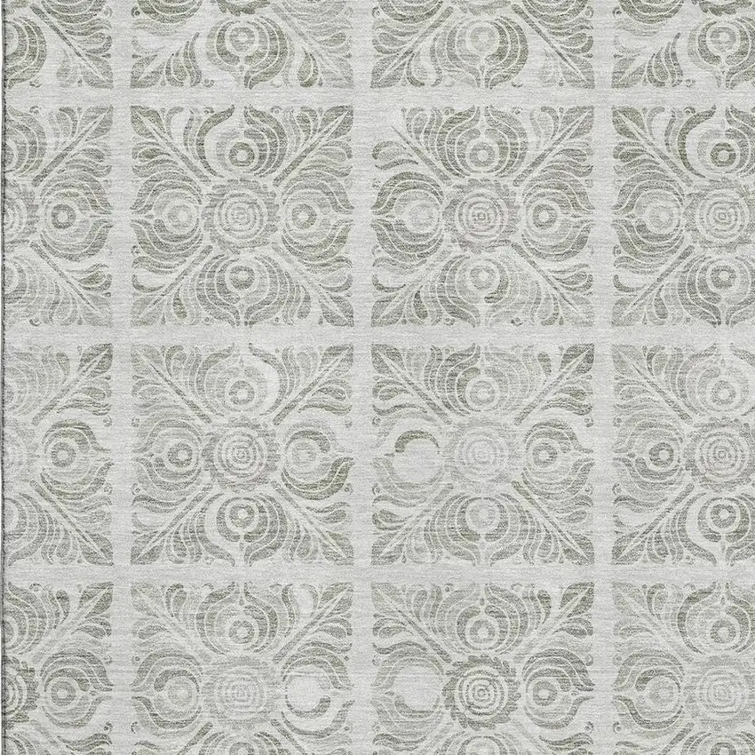 Taupe And Beige Medallion Washable Area Rug With UV Protection Photo 3