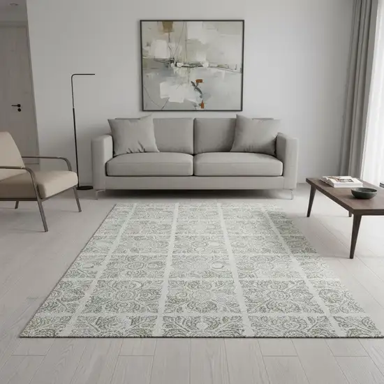 Taupe And Beige Medallion Washable Area Rug With UV Protection Photo 2