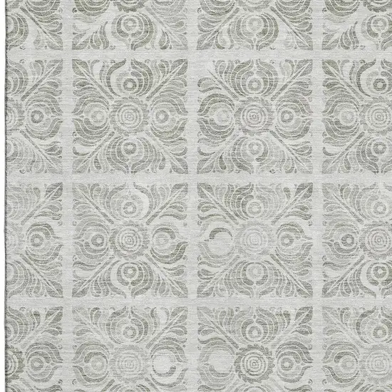 Taupe And Beige Medallion Washable Area Rug With UV Protection Photo 3