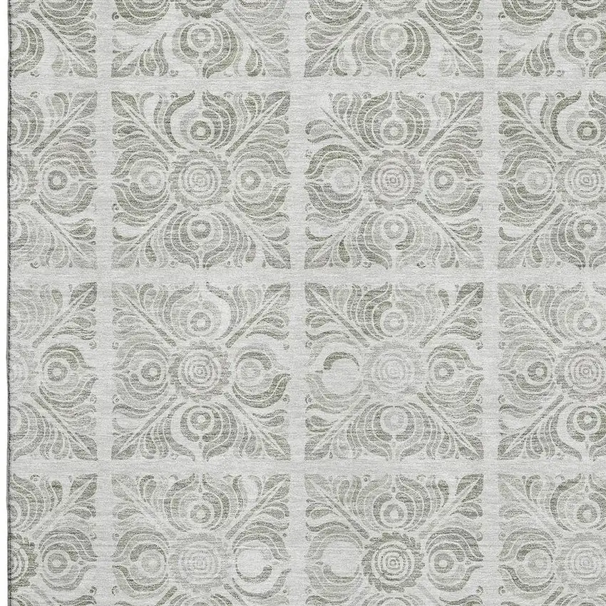 Taupe And Beige Medallion Washable Area Rug With UV Protection Photo 3