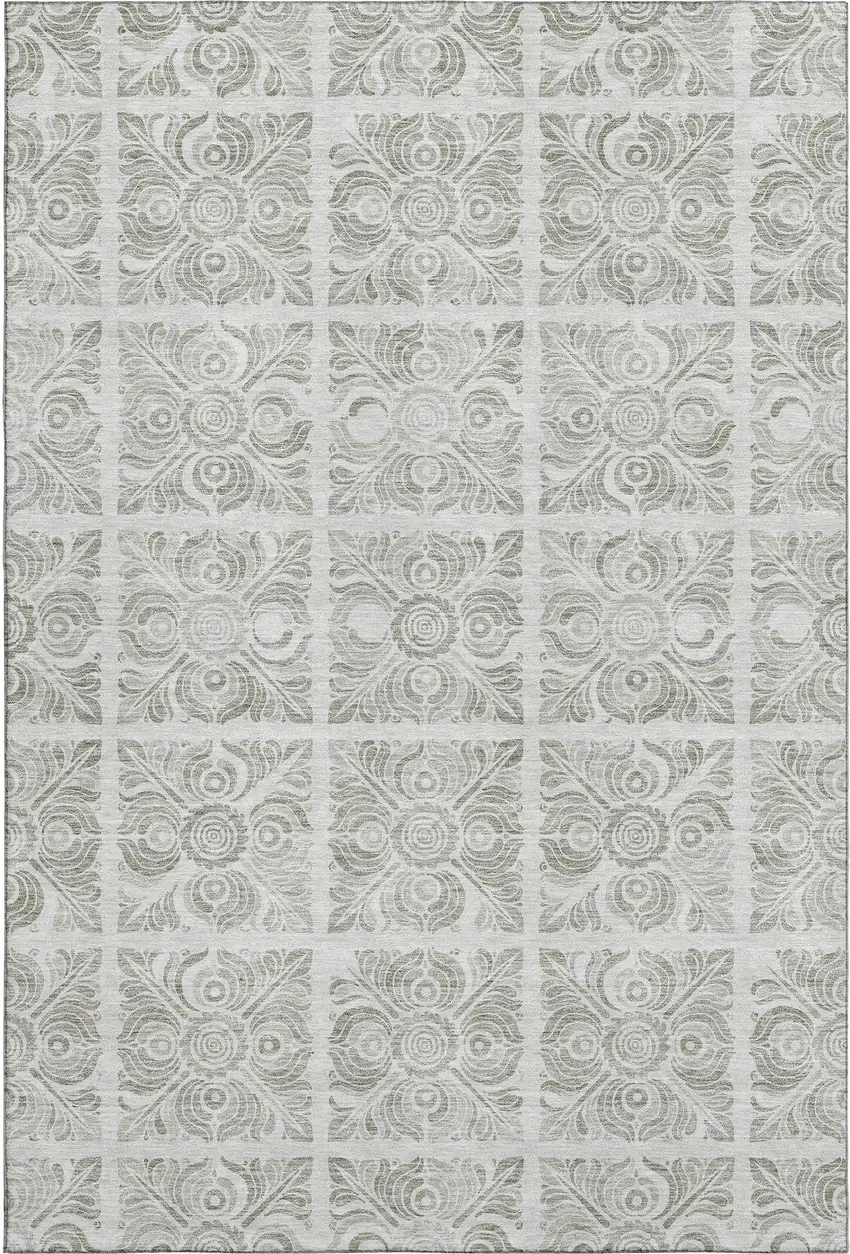 Taupe And Beige Medallion Washable Area Rug With UV Protection Photo 1