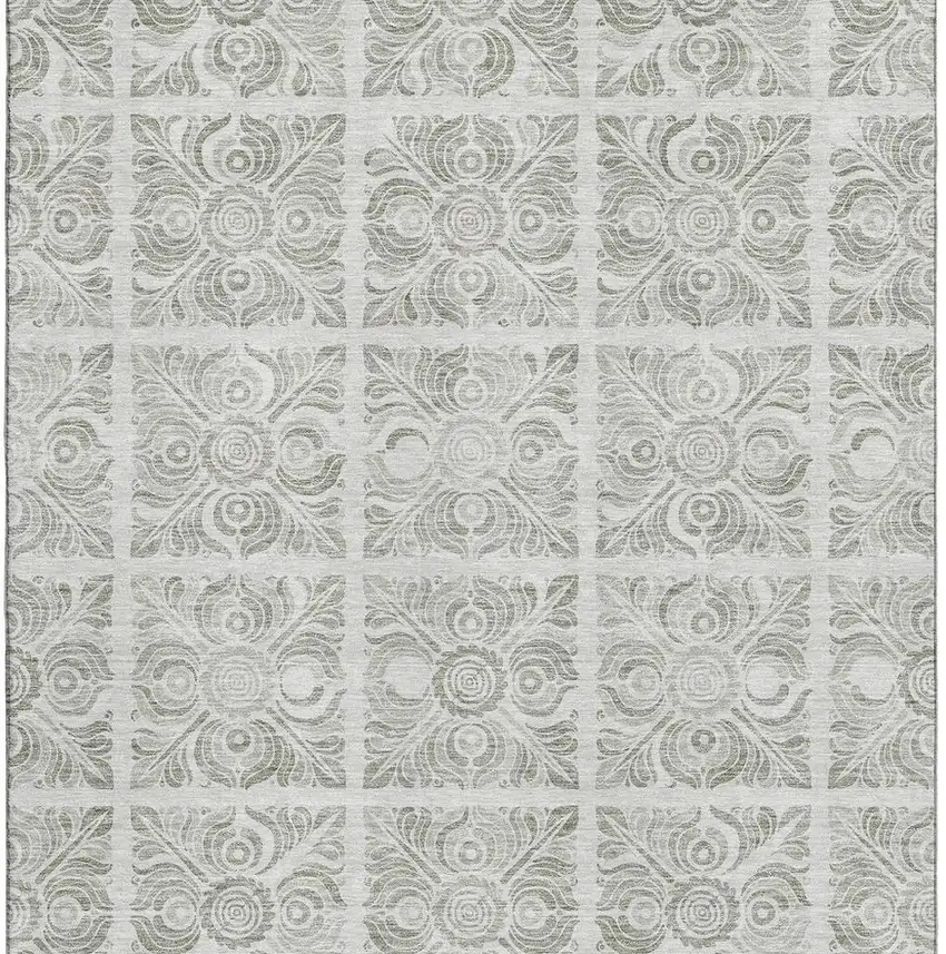 Taupe And Beige Medallion Washable Area Rug With UV Protection Photo 4