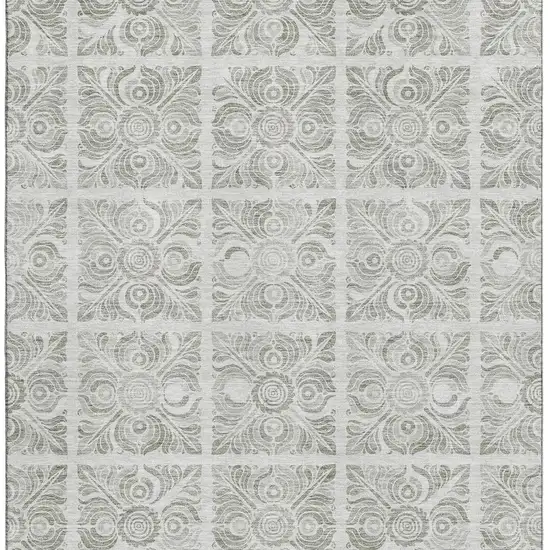 Taupe And Beige Medallion Washable Area Rug With UV Protection Photo 4