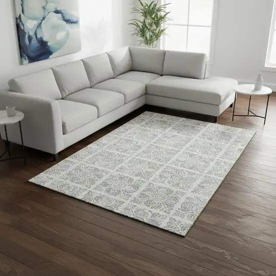 Taupe And Beige Medallion Washable Area Rug With UV Protection Photo 2