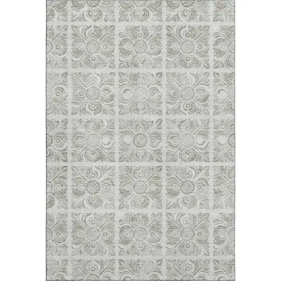 Taupe And Beige Medallion Washable Area Rug With UV Protection Photo 1