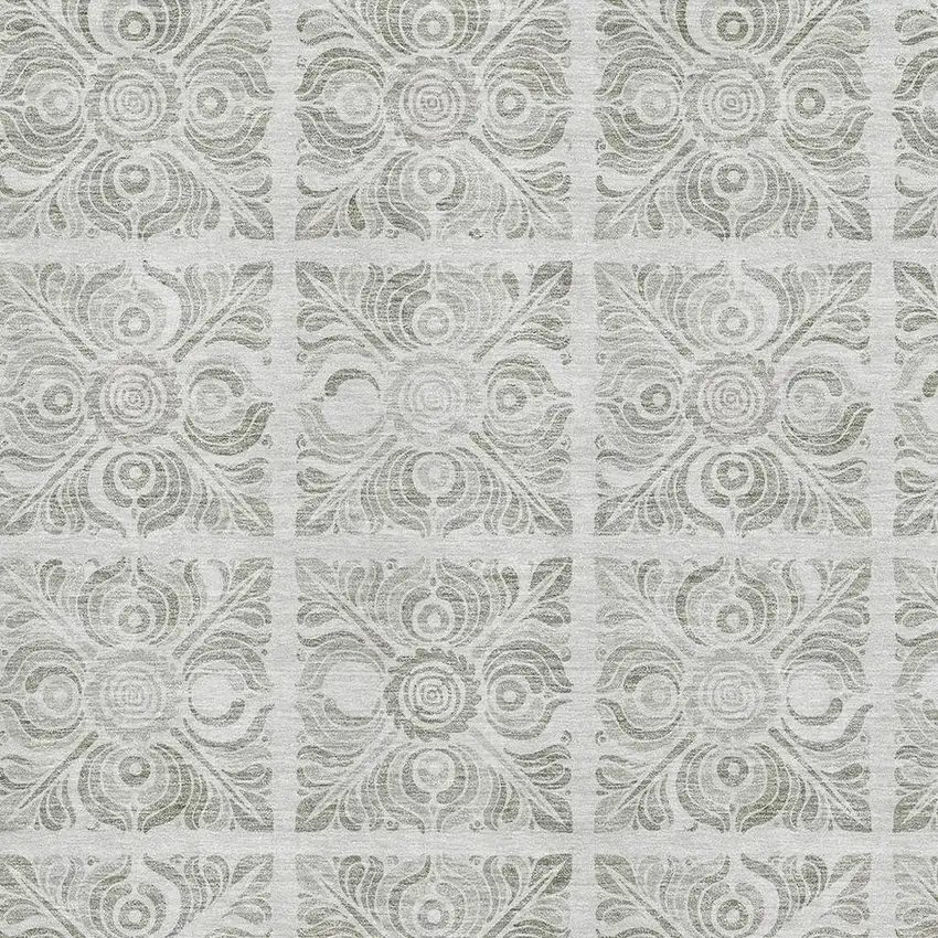 Taupe And Beige Medallion Washable Area Rug With UV Protection Photo 3