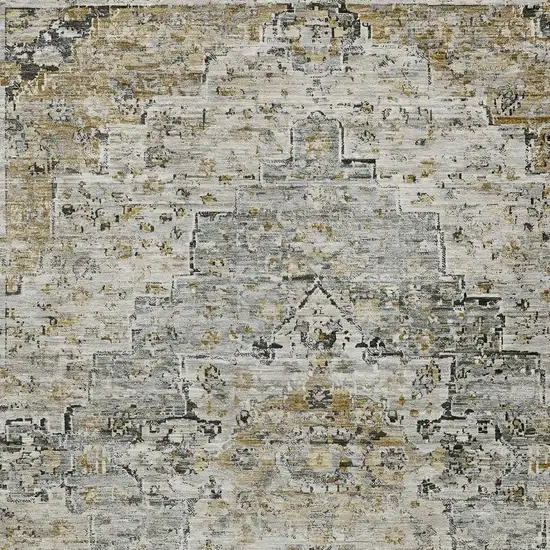 Taupe And Beige Medallion Washable Indoor Outdoor Area Rug Photo 4