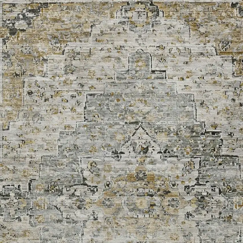 Taupe And Beige Medallion Washable Indoor Outdoor Area Rug Photo 4