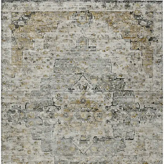 Taupe And Beige Medallion Washable Indoor Outdoor Area Rug Photo 9
