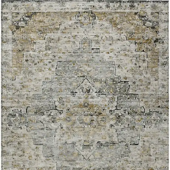 Taupe And Beige Medallion Washable Indoor Outdoor Area Rug Photo 4