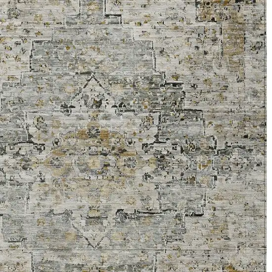 Taupe And Beige Medallion Washable Indoor Outdoor Area Rug Photo 3