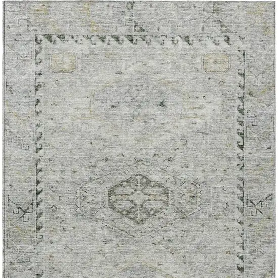 Taupe And Beige Medallion Washable Indoor Outdoor Area Rug Photo 3