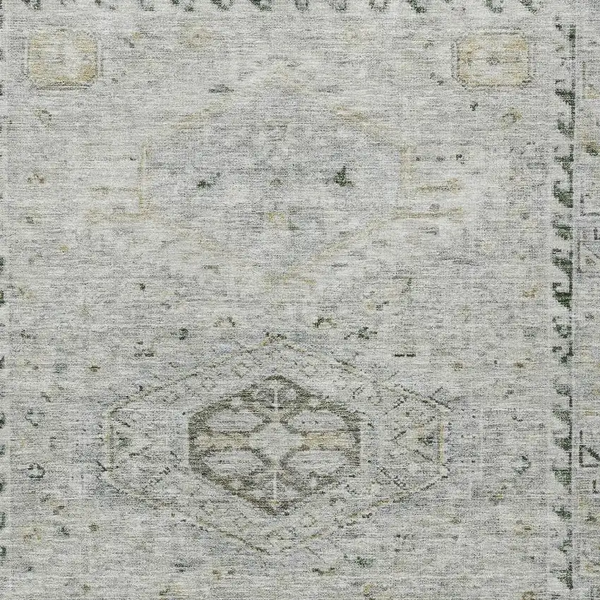 Taupe And Beige Medallion Washable Indoor Outdoor Area Rug Photo 2