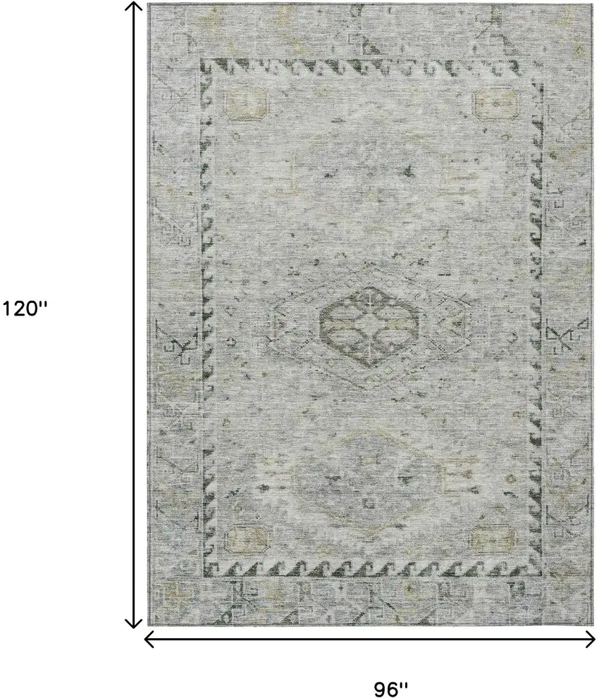 Taupe And Beige Medallion Washable Indoor Outdoor Area Rug Photo 3