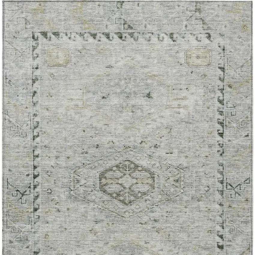 Taupe And Beige Medallion Washable Indoor Outdoor Area Rug Photo 3