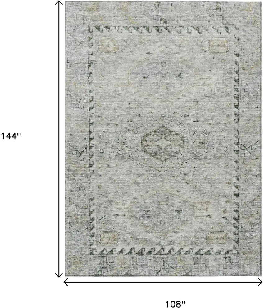 Taupe And Beige Medallion Washable Indoor Outdoor Area Rug Photo 3