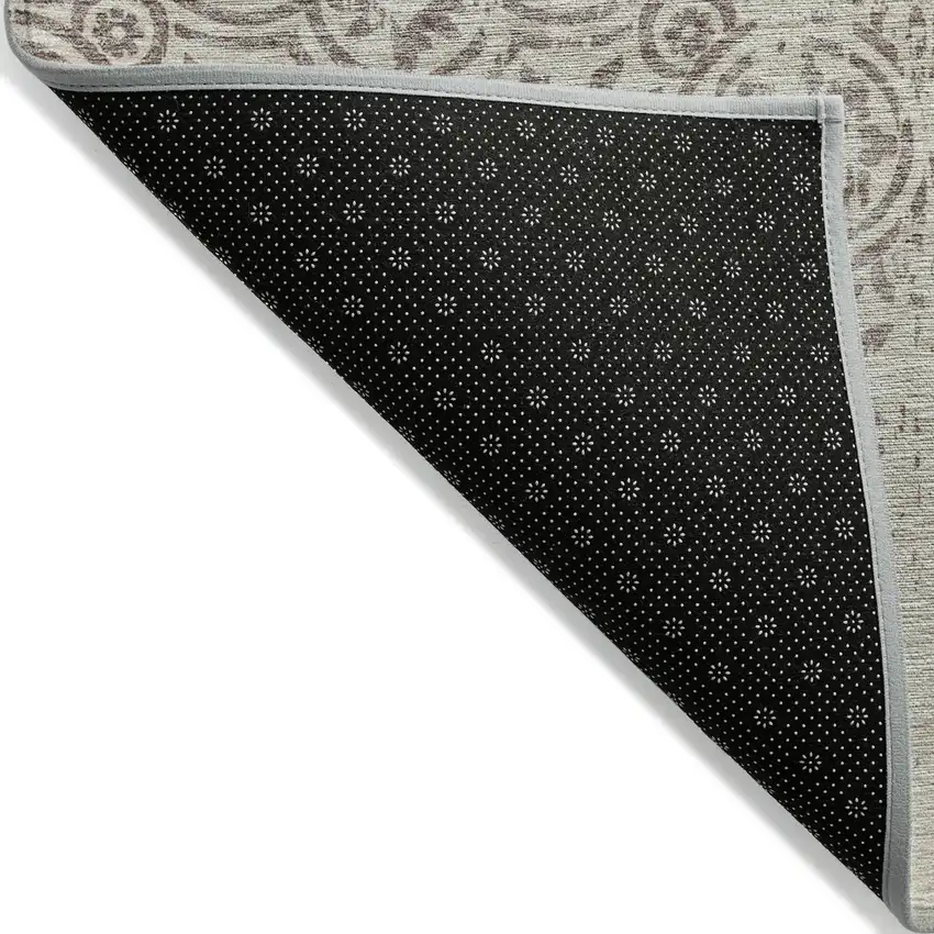 Taupe And Beige Medallion Washable Indoor Outdoor Area Rug Photo 2