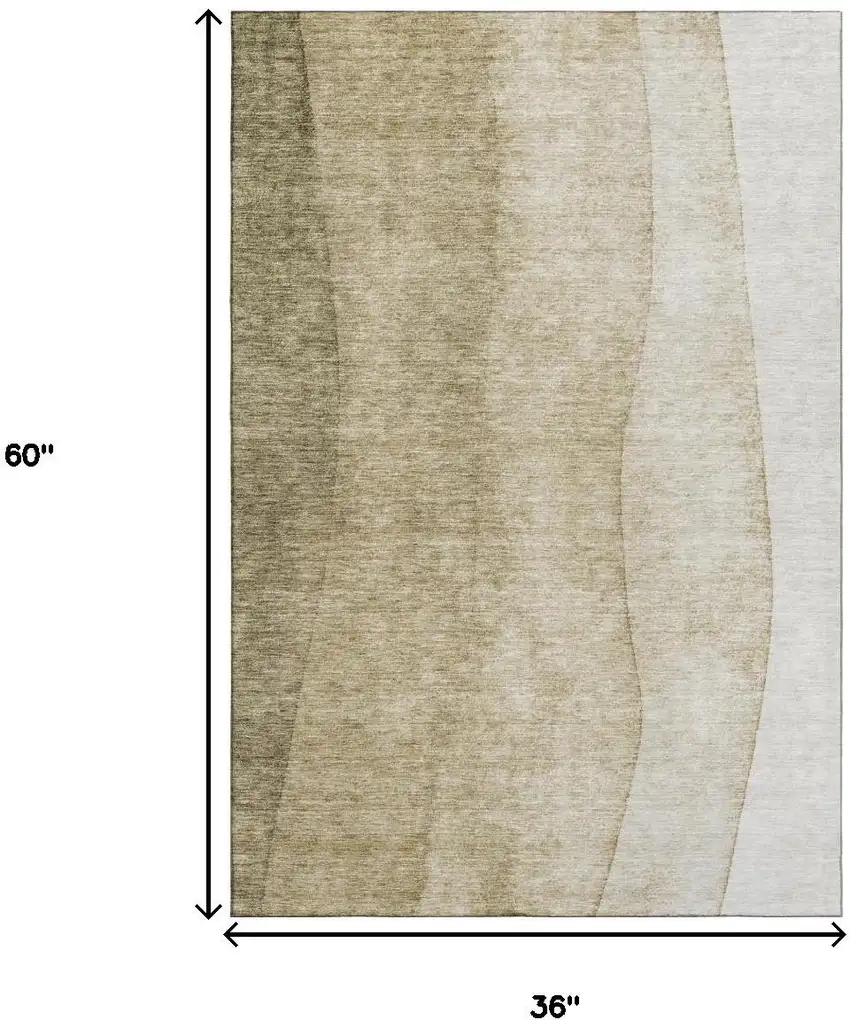 Taupe And Beige Ombre Washable Area Rug With UV Protection Photo 6
