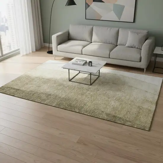 Taupe And Beige Ombre Washable Area Rug With UV Protection Photo 2