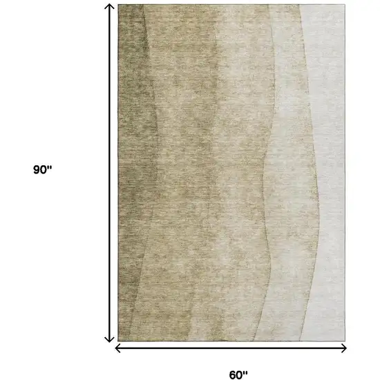 Taupe And Beige Ombre Washable Area Rug With UV Protection Photo 3