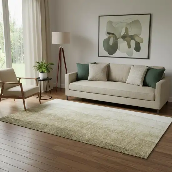 Taupe And Beige Ombre Washable Area Rug With UV Protection Photo 1