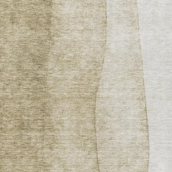 Taupe And Beige Ombre Washable Area Rug With UV Protection Photo 6