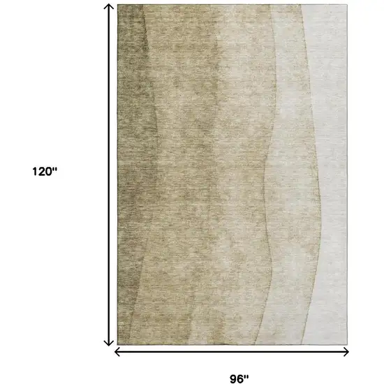 Taupe And Beige Ombre Washable Area Rug With UV Protection Photo 5