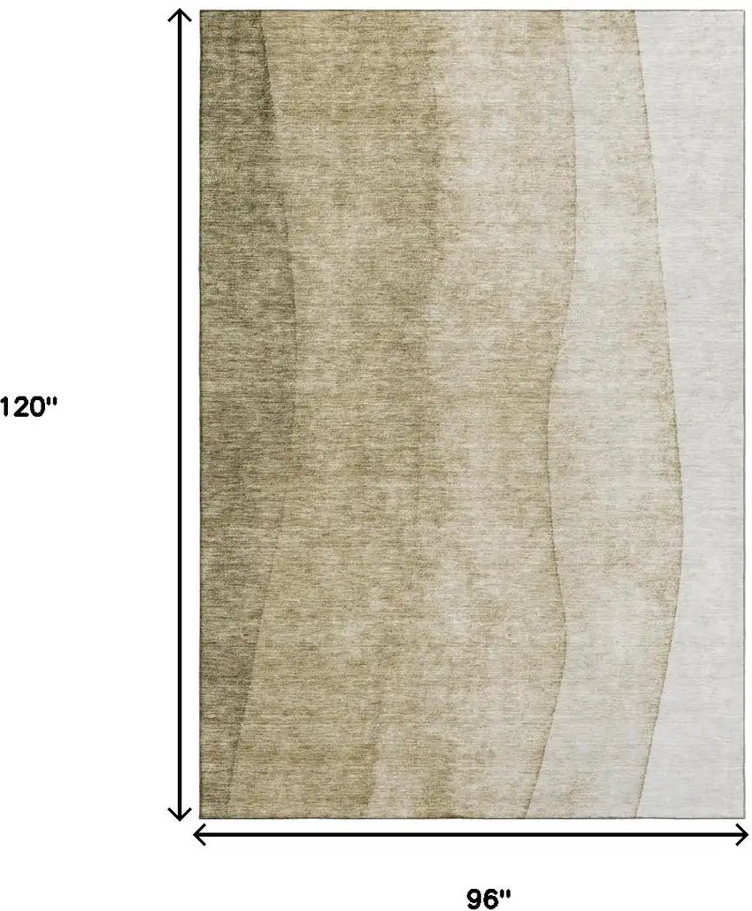 Taupe And Beige Ombre Washable Area Rug With UV Protection Photo 5