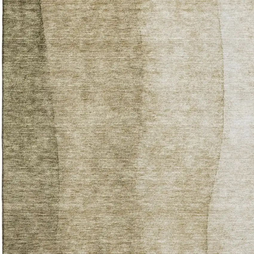 Taupe And Beige Ombre Washable Area Rug With UV Protection Photo 6