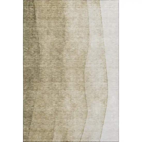 Taupe And Beige Ombre Washable Area Rug With UV Protection Photo 1