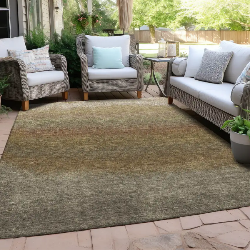 Taupe And Beige Ombre Washable Indoor Outdoor Area Rug Photo 6