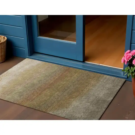 Taupe And Beige Ombre Washable Indoor Outdoor Area Rug Photo 2
