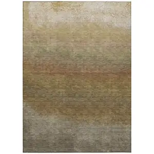 Photo of Taupe And Beige Ombre Washable Indoor Outdoor Area Rug