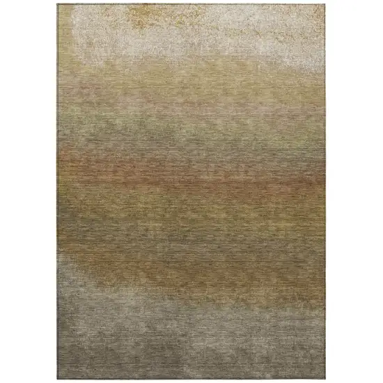 Taupe And Beige Ombre Washable Indoor Outdoor Area Rug Photo 1
