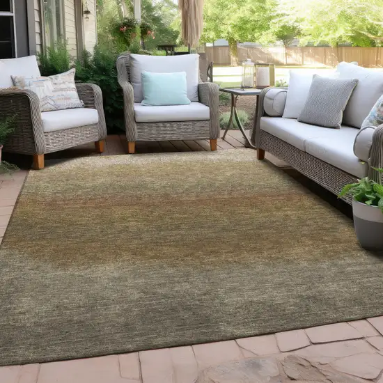Taupe And Beige Ombre Washable Indoor Outdoor Area Rug Photo 6