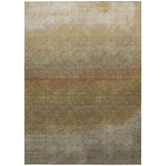 Taupe And Beige Ombre Washable Indoor Outdoor Area Rug Photo 3