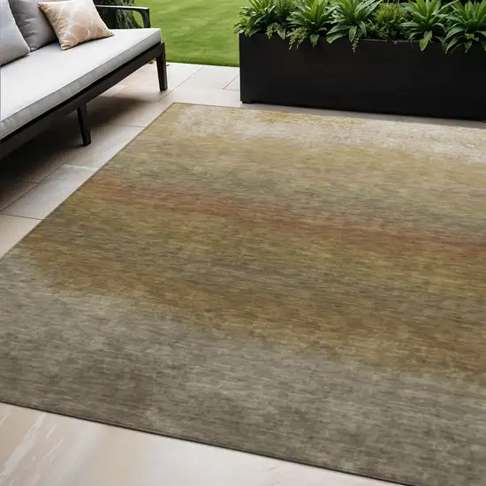 Taupe And Beige Ombre Washable Indoor Outdoor Area Rug Photo 2