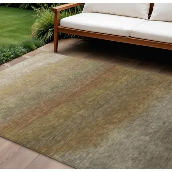 Taupe And Beige Ombre Washable Indoor Outdoor Area Rug Photo 2