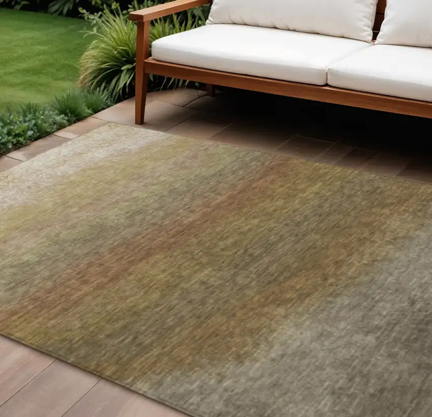 Taupe And Beige Ombre Washable Indoor Outdoor Area Rug Photo 2