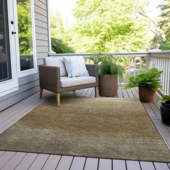 Taupe And Beige Ombre Washable Indoor Outdoor Area Rug Photo 9