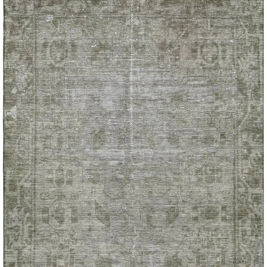 Taupe And Beige Oriental Washable Area Rug With UV Protection Photo 3