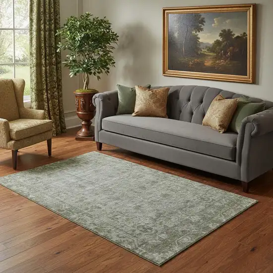 Taupe And Beige Oriental Washable Area Rug With UV Protection Photo 2