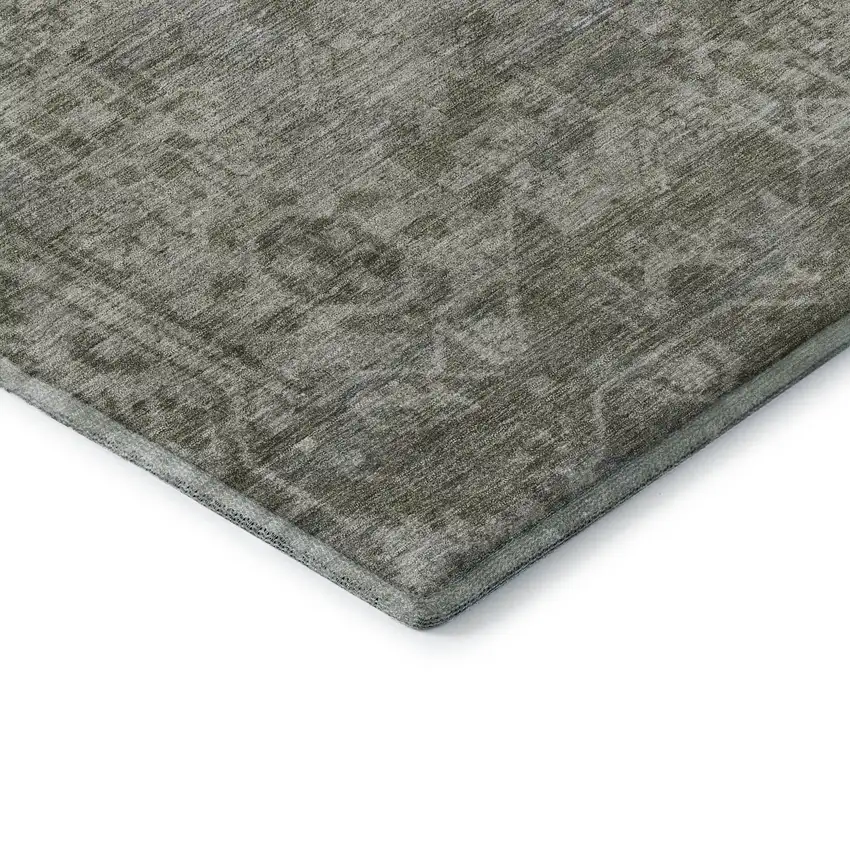 Taupe And Beige Oriental Washable Area Rug With UV Protection Photo 7