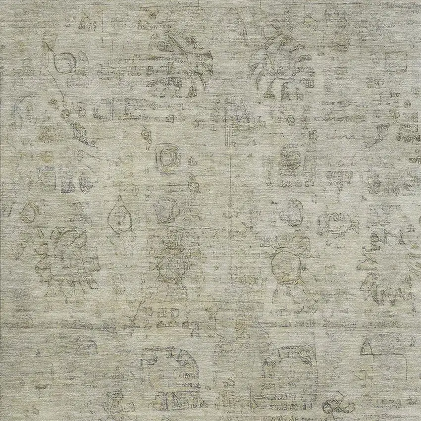 Taupe And Beige Oriental Washable Area Rug With UV Protection Photo 2