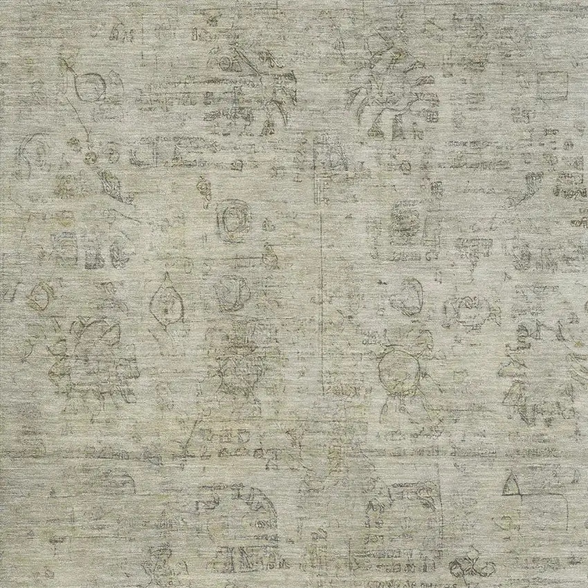 Taupe And Beige Oriental Washable Area Rug With UV Protection Photo 2